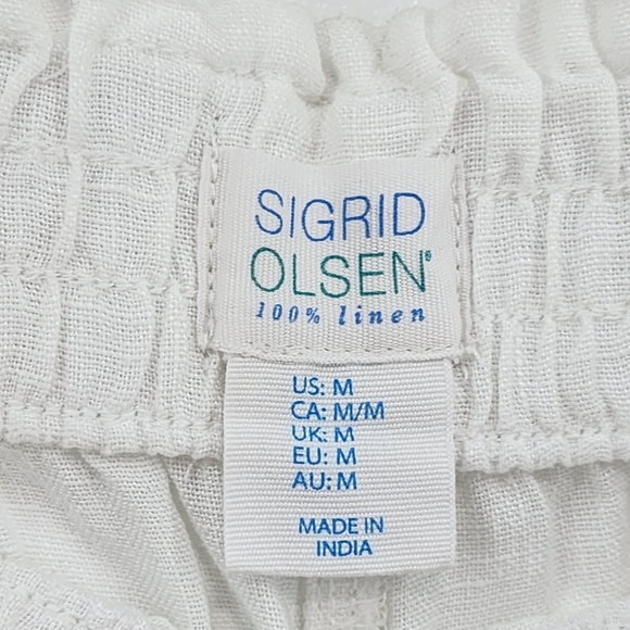 Sigrid Olsen Women's 100% Linen Embroidered High Waist Shorts - M - Picture 3 of 6